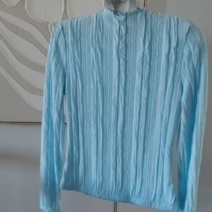 Light Blue Textured Long Sleeve Top